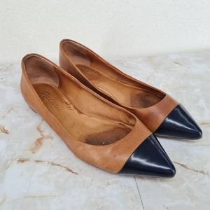 Madewell Tan and Black Pointed Toe Flats Size 5